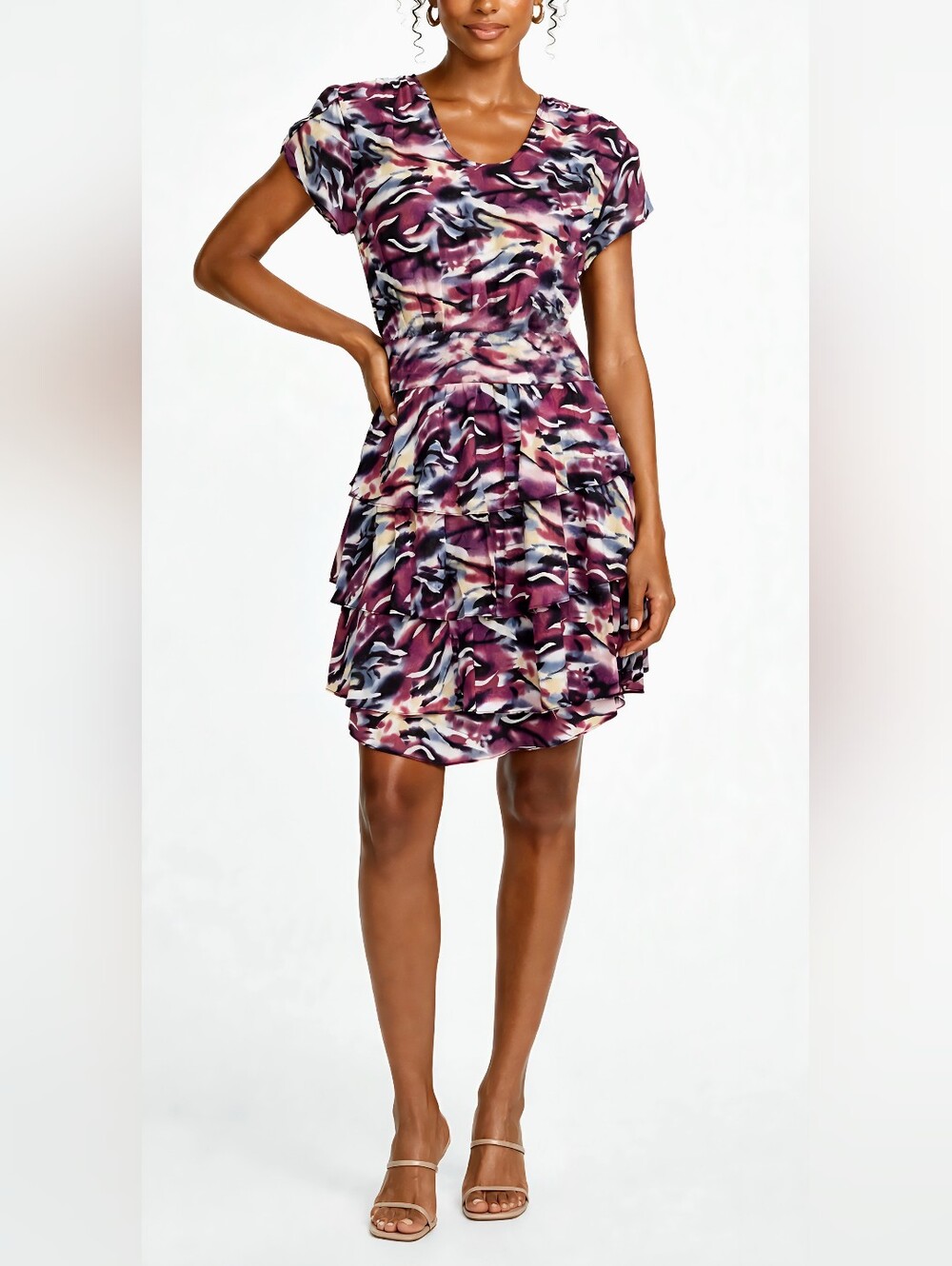 Vertigo Abstract Print Mini Dress in Purple & Black Size XS